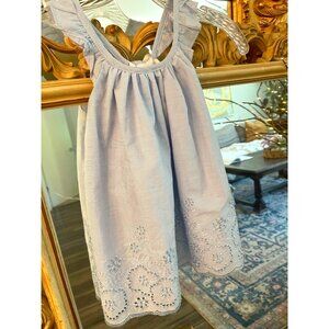 Tahari Eyelet Flutter Lined 100% Cotton Summer Dress 12 Mo.